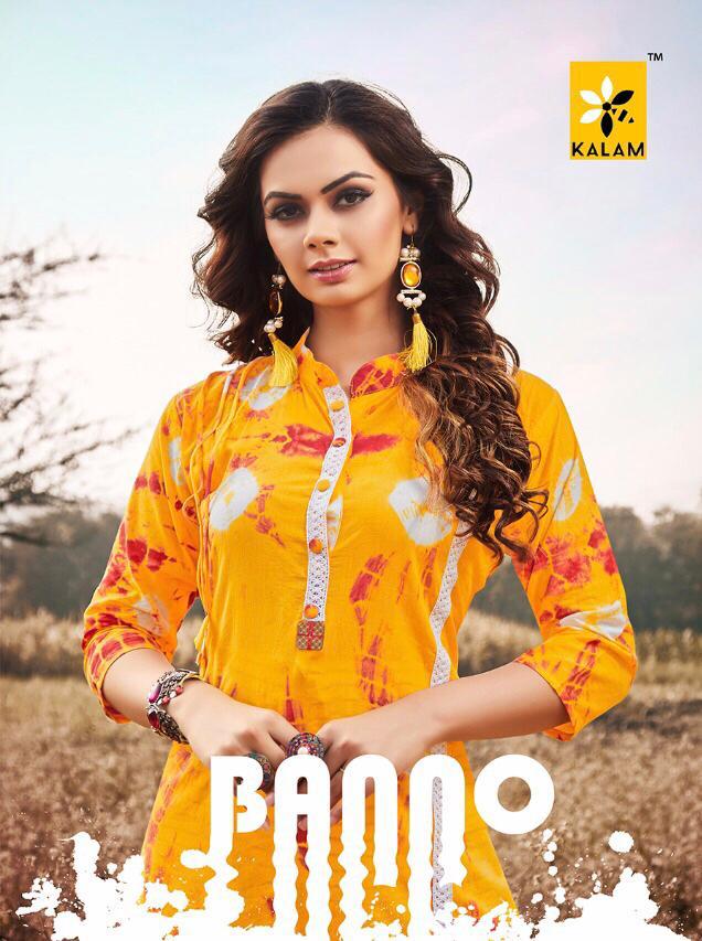 Banno By Kalam 1001 To 1008 Series Beautiful Colorful Stylish Fancy Casual Wear & Ethnic Wear & Ready To Wear Pure Cotton Bandhani Kurtis At Wholesale Price