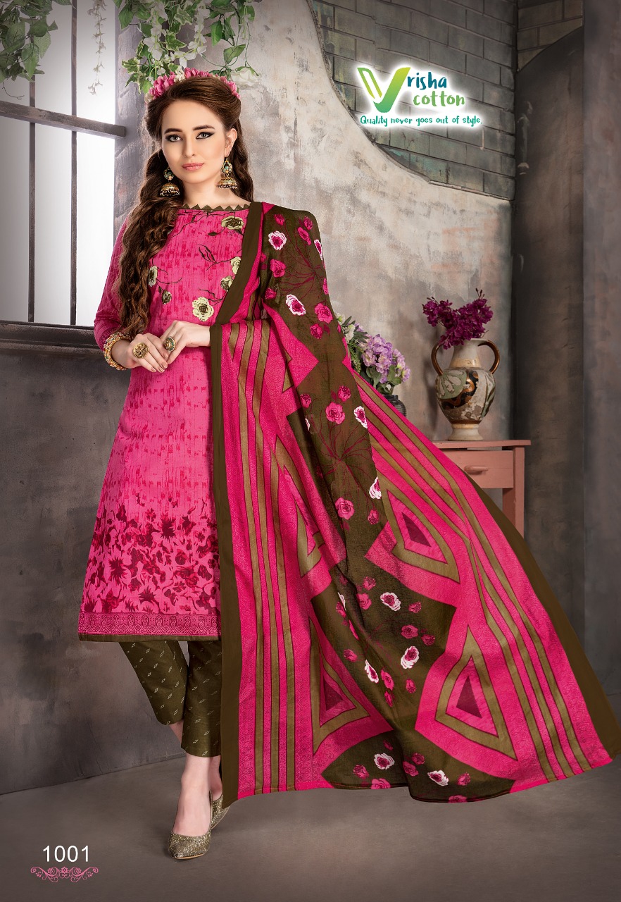 Barbie Vol-1 By Vrisha Cottton 1001 To 1010 Series Beautiful Pakistani Suits Stylish Fancy Colorful Party Wear & Ethnic Wear Cotton Printed Dresses At Wholesale Price