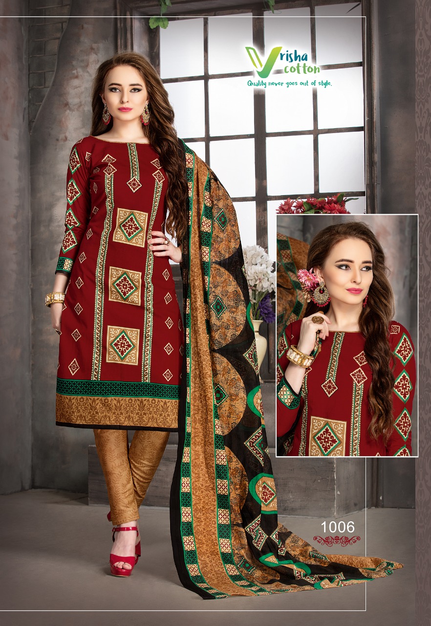 Barbie Vol-1 By Vrisha Cottton 1001 To 1010 Series Beautiful Pakistani Suits Stylish Fancy Colorful Party Wear & Ethnic Wear Cotton Printed Dresses At Wholesale Price
