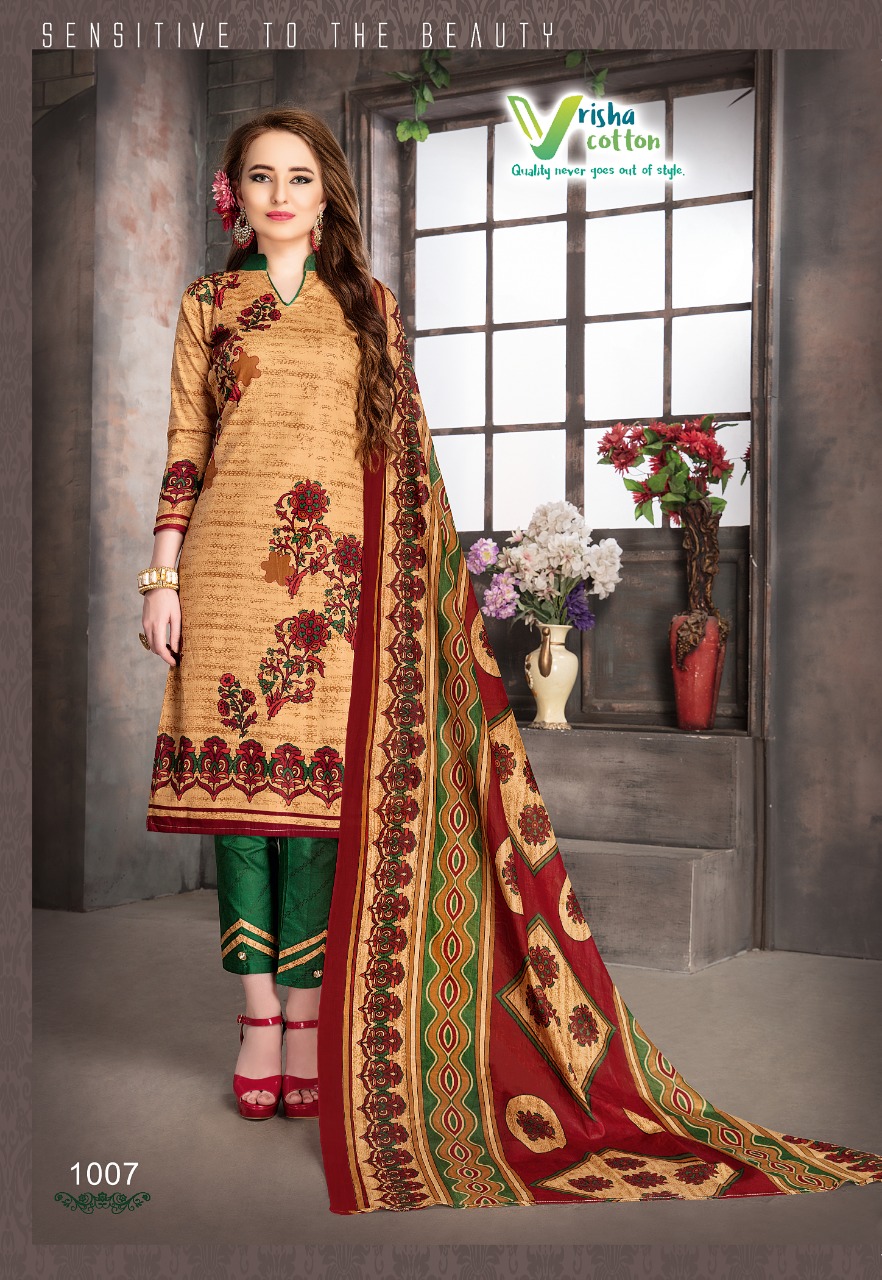 Barbie Vol-1 By Vrisha Cottton 1001 To 1010 Series Beautiful Pakistani Suits Stylish Fancy Colorful Party Wear & Ethnic Wear Cotton Printed Dresses At Wholesale Price