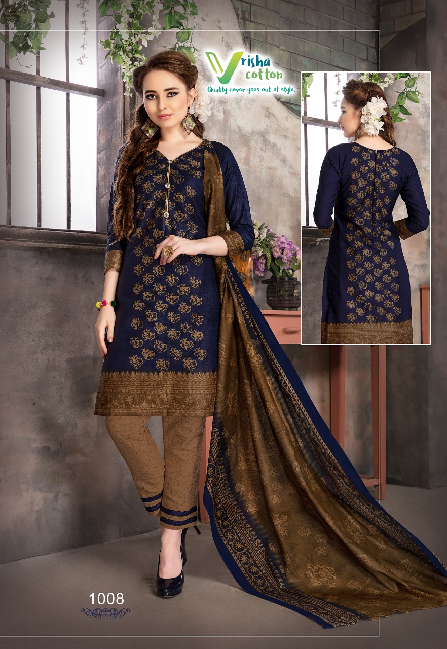 Barbie Vol-1 By Vrisha Cottton 1001 To 1010 Series Beautiful Pakistani Suits Stylish Fancy Colorful Party Wear & Ethnic Wear Cotton Printed Dresses At Wholesale Price