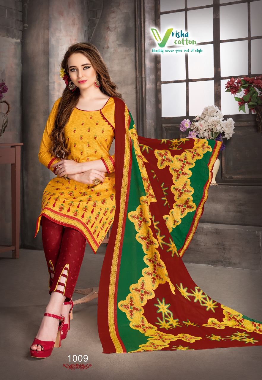 Barbie Vol-1 By Vrisha Cottton 1001 To 1010 Series Beautiful Pakistani Suits Stylish Fancy Colorful Party Wear & Ethnic Wear Cotton Printed Dresses At Wholesale Price