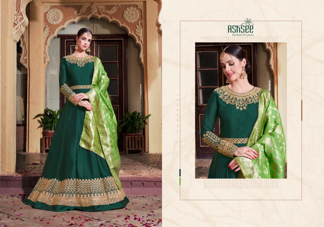 Barfi Vol-1 By Ashsee 1001 To 1004 Series Anarkali Designer Wedding Collection Beautiful Stylish Fancy Colorful Party Wear & Occasional Wear Satin Georgette With Work Dresses At Wholesale Price