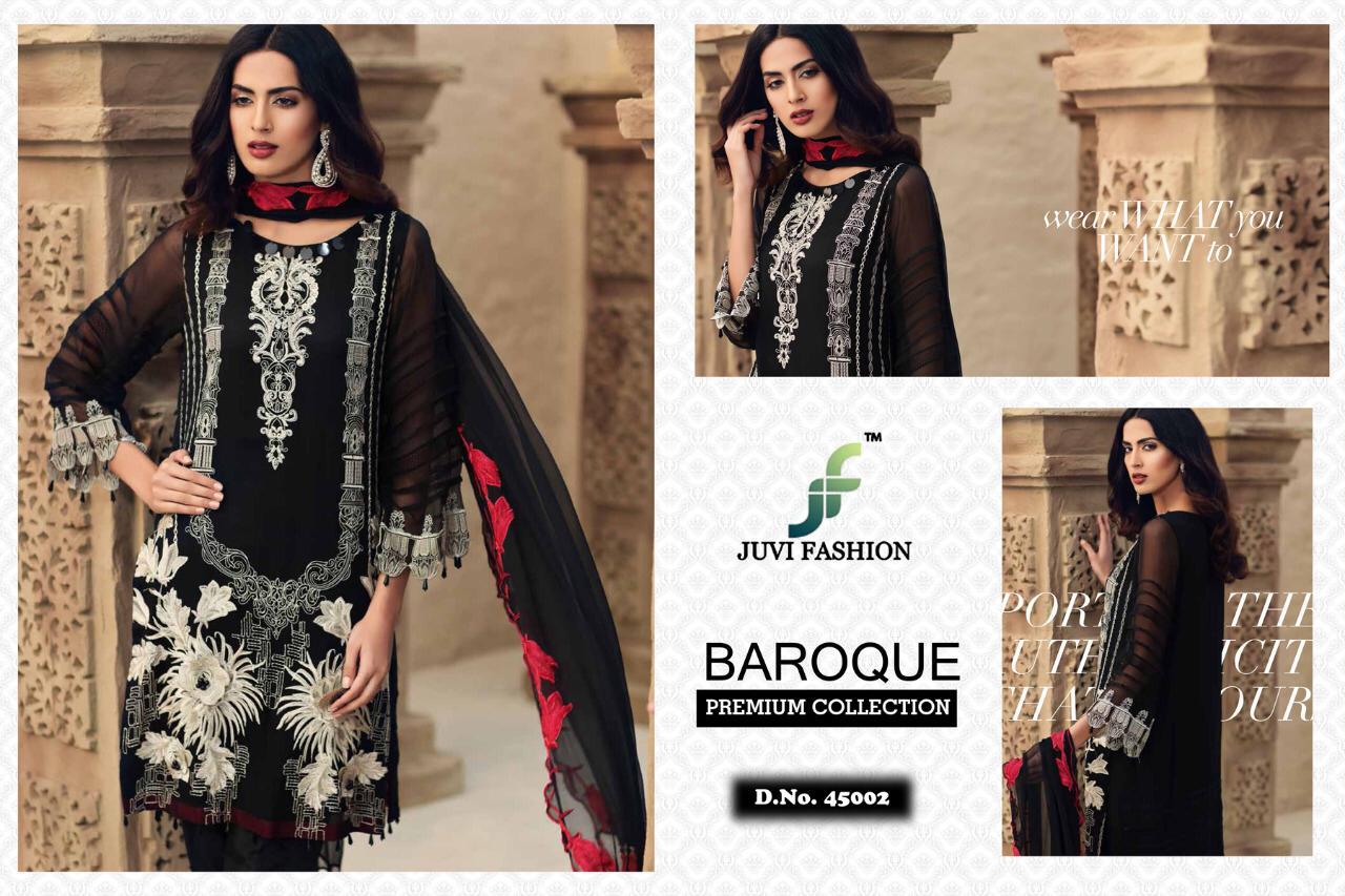 Baroque Premium Collection By Juvi Fashion 45001 To 45006 Series Beautiful Pakistani Suits Stylish Fancy Colorful Party Wear & Ethnic Wear Collection Georgette With Heavy Embroidered Dresses At Wholesale Price