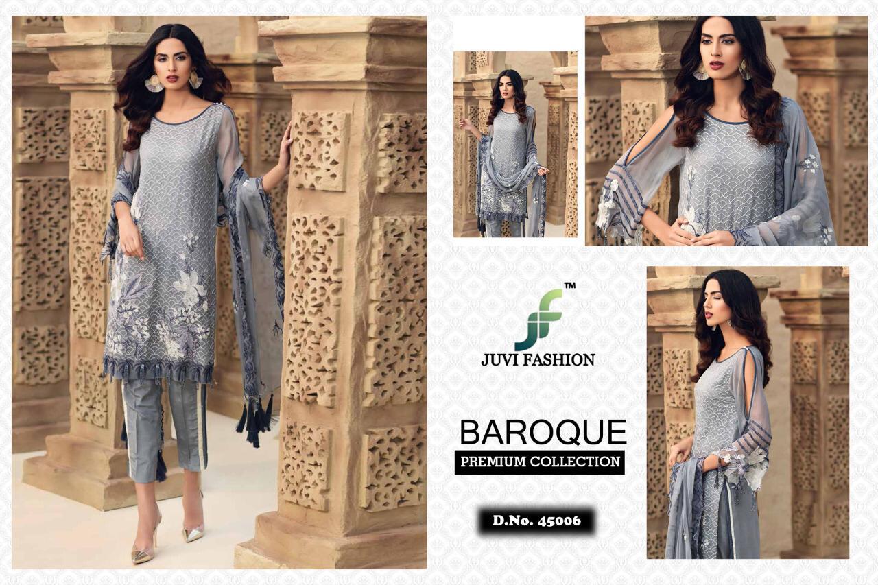 Baroque Premium Collection By Juvi Fashion 45001 To 45006 Series Beautiful Pakistani Suits Stylish Fancy Colorful Party Wear & Ethnic Wear Collection Georgette With Heavy Embroidered Dresses At Wholesale Price