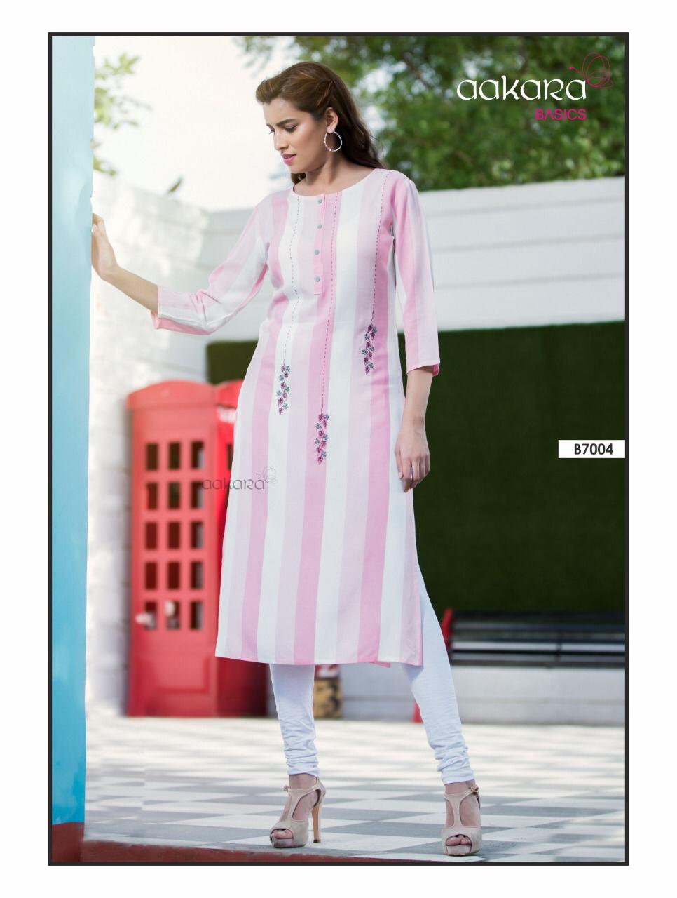 Aakra Basics Vol-7 By Aakara 7001 To 7008 Series Beautiful Stylish Fancy Colorful Casual Wear & Ethnic Wear Straight Kurti With Embroidery Kurtis At Wholesale Price