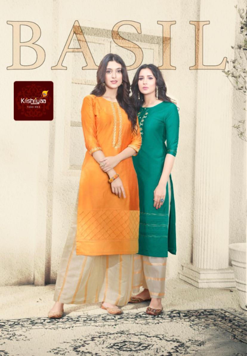Basil By Krishriyaa 9991 To 9998 Series Beautiful Stylish Colorful Fancy Party Wear & Ethnic Wear & Ready To Wear Two Tone Silk With Cotton Lining Kurtis At Wholesale Price