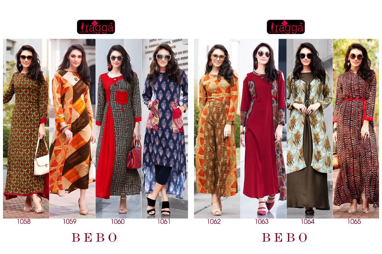 Bebo By Ragga 1058 To 1065 Series Designer Beautiful Colorful Stylish Fancy Casual Wear & Ethnic Wear & Ready To Wear Rayon Printed Kurtis At Wholesale Price