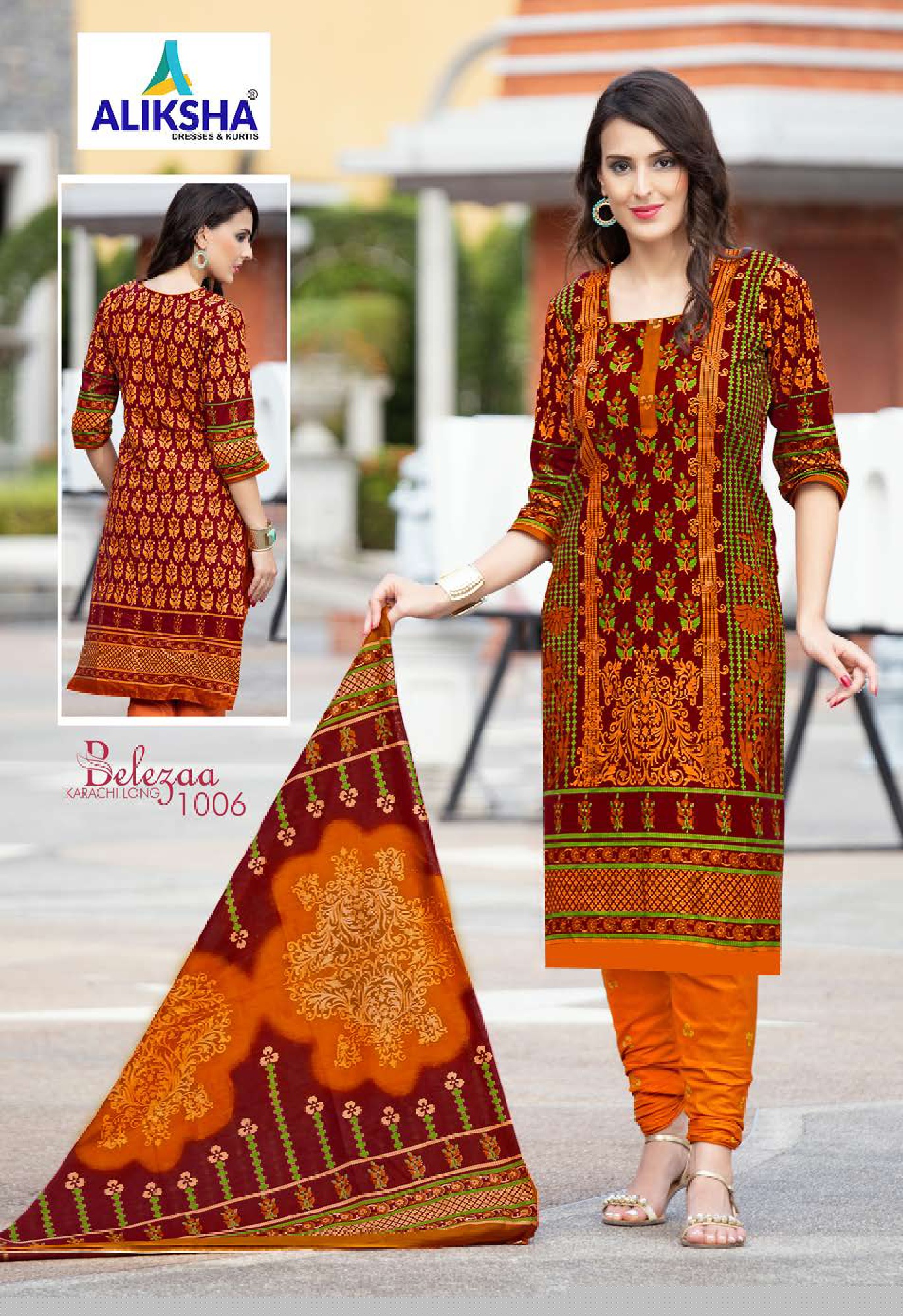 Belezaa Karachi Vol-1 By Aliksha 1001 To 1010 Series Beautiful Suits Stylish Fancy Colorful Party Wear & Ethnic Wear Cotton Printed Dresses At Wholesale Price