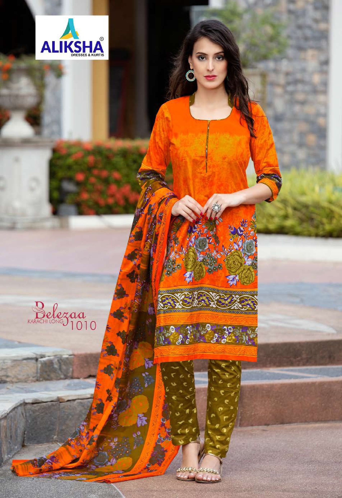Belezaa Karachi Vol-1 By Aliksha 1001 To 1010 Series Beautiful Suits Stylish Fancy Colorful Party Wear & Ethnic Wear Cotton Printed Dresses At Wholesale Price