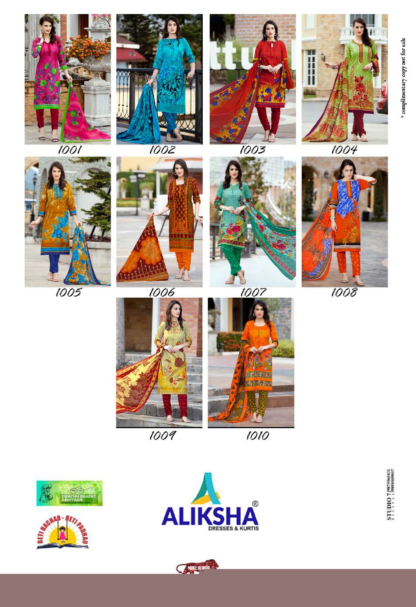 Belezaa Karachi Vol-1 By Aliksha 1001 To 1010 Series Beautiful Suits Stylish Fancy Colorful Party Wear & Ethnic Wear Cotton Printed Dresses At Wholesale Price