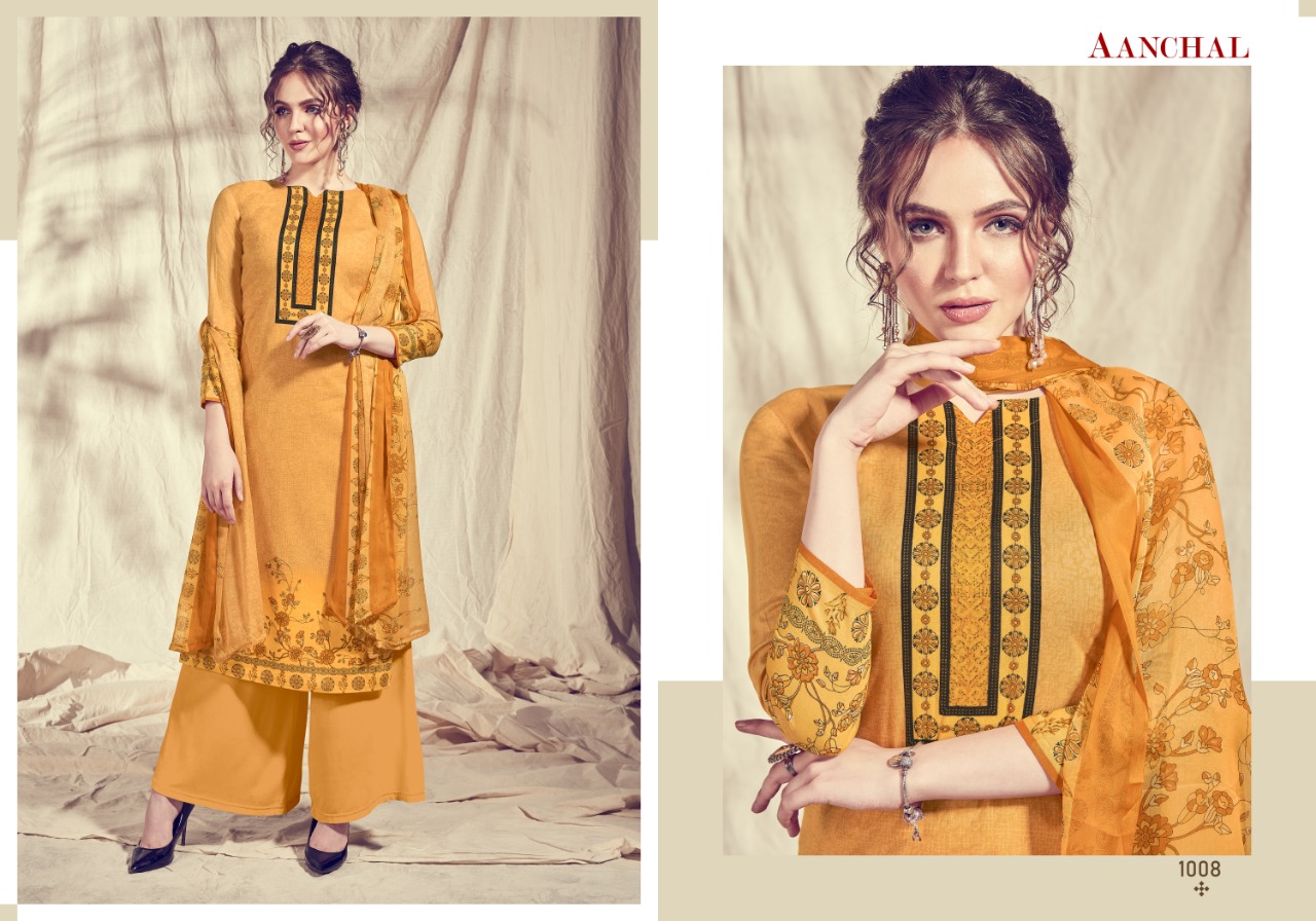 Bella By Aanchal Creation 1001 To 1008 Series Beautiful Stylish Designer Printed And Embroidered Party Wear Occasional Wear Cambric Cotton Printed Dresses At Wholesale Price