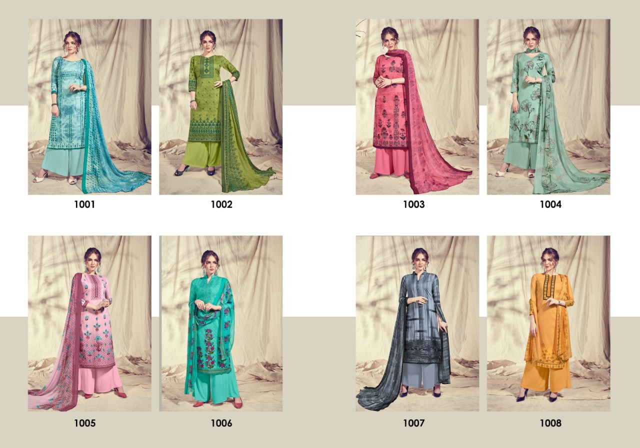 Bella By Aanchal Creation 1001 To 1008 Series Beautiful Stylish Designer Printed And Embroidered Party Wear Occasional Wear Cambric Cotton Printed Dresses At Wholesale Price
