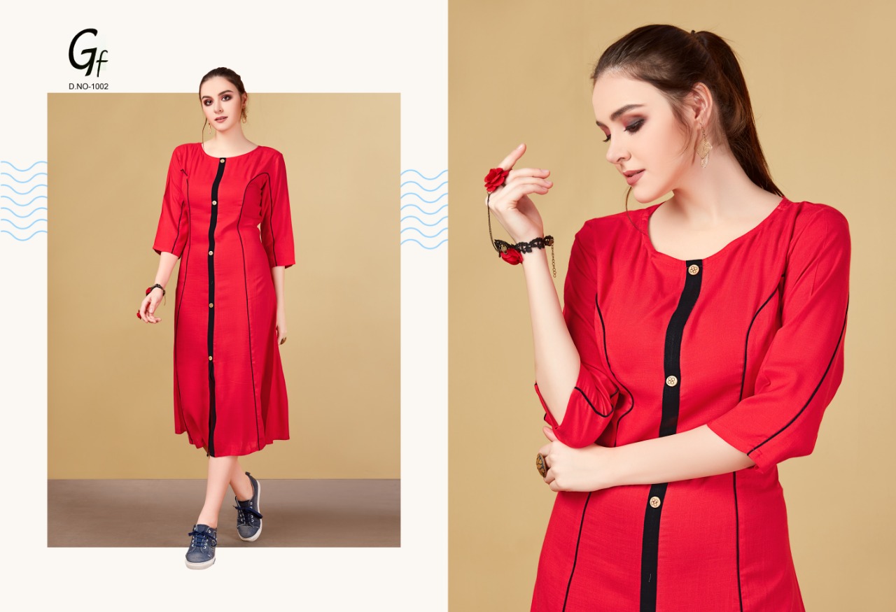 Bella By Ganesh Fashion 1001 To 1006 Series Beautiful Stylish Fancy Colorful Casual Wear & Ethnic Wear & Ready To Wear Rayon Printed Kurtis At Wholesale Price