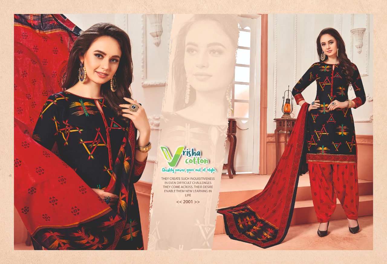 Belliza Vol-2 By Vrisha Cotton 2001 To 2010 Series Designer Patiyala Suits Collection Beautiful Stylish Fancy Colorful Party Wear & Ethnic Wear Cotton Printed Dresses At Wholesale Price