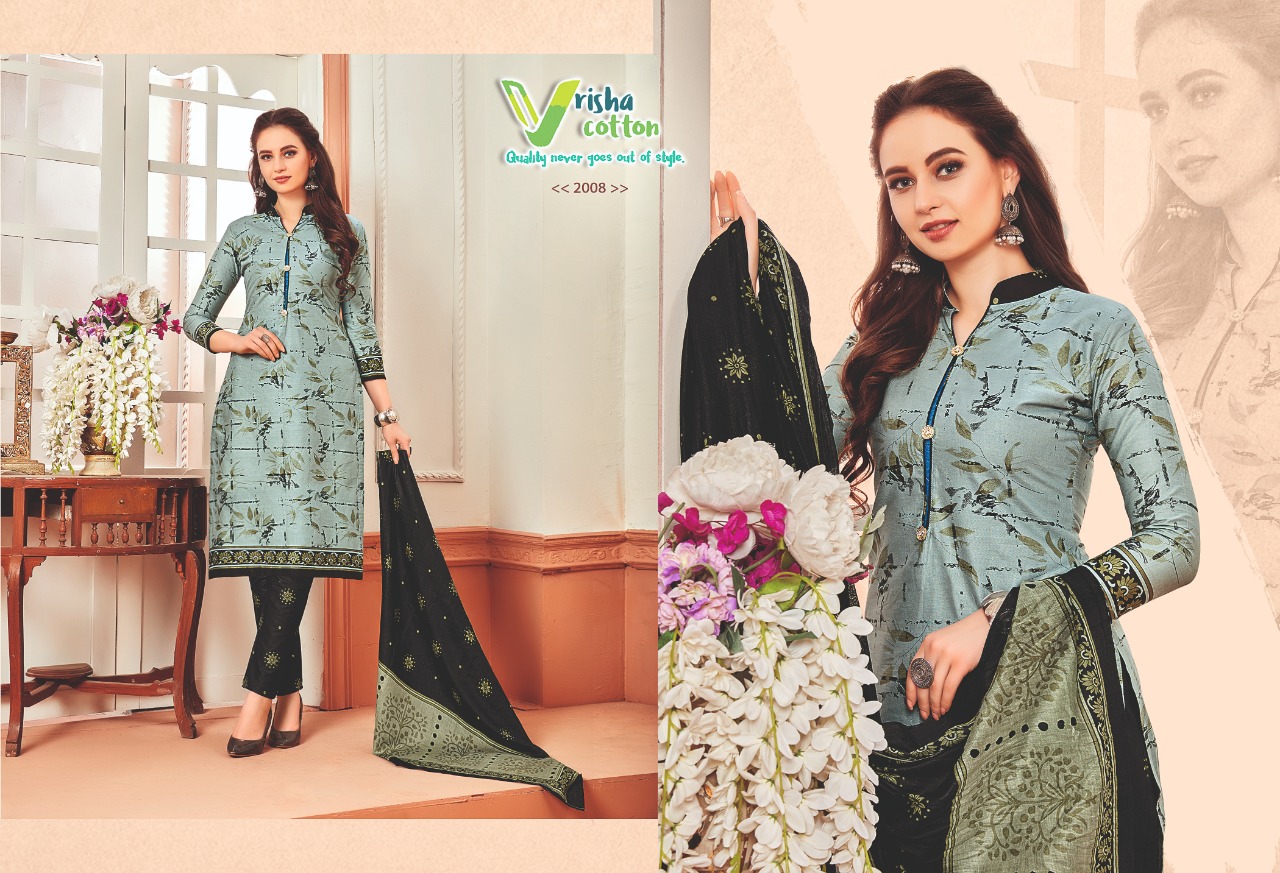 Belliza Vol-2 By Vrisha Cotton 2001 To 2010 Series Designer Patiyala Suits Collection Beautiful Stylish Fancy Colorful Party Wear & Ethnic Wear Cotton Printed Dresses At Wholesale Price