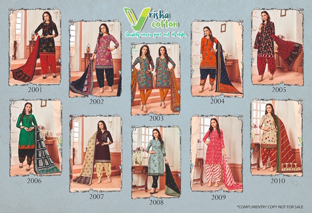 Belliza Vol-2 By Vrisha Cotton 2001 To 2010 Series Designer Patiyala Suits Collection Beautiful Stylish Fancy Colorful Party Wear & Ethnic Wear Cotton Printed Dresses At Wholesale Price