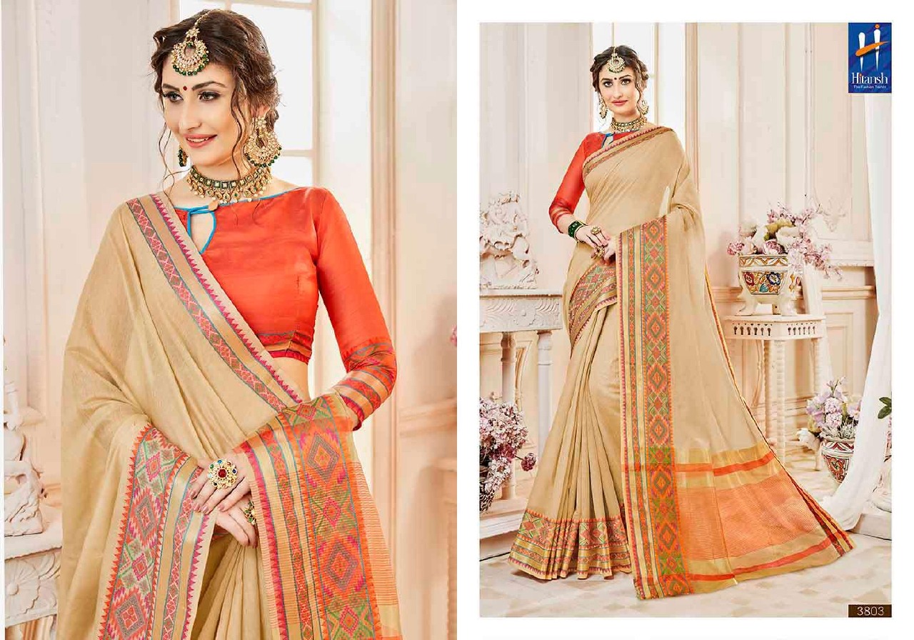 Bellizia By Hitansh 3801 To 3812 Series Designer Indian Traditional Wear Collection Beautiful Stylish Fancy Colorful Party Wear & Occasional Wear Cotton Silk Sarees At Wholesale Price
