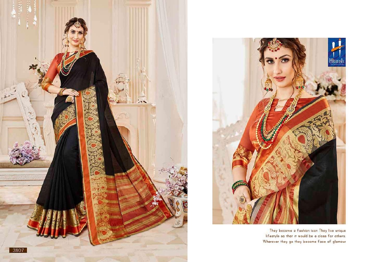 Bellizia By Hitansh 3801 To 3812 Series Designer Indian Traditional Wear Collection Beautiful Stylish Fancy Colorful Party Wear & Occasional Wear Cotton Silk Sarees At Wholesale Price