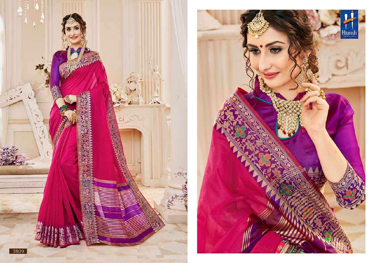 Bellizia By Hitansh 3801 To 3812 Series Designer Indian Traditional Wear Collection Beautiful Stylish Fancy Colorful Party Wear & Occasional Wear Cotton Silk Sarees At Wholesale Price