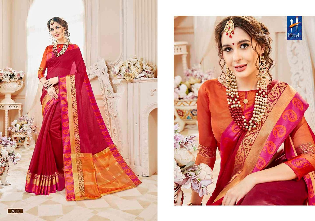 Bellizia By Hitansh 3801 To 3812 Series Designer Indian Traditional Wear Collection Beautiful Stylish Fancy Colorful Party Wear & Occasional Wear Cotton Silk Sarees At Wholesale Price