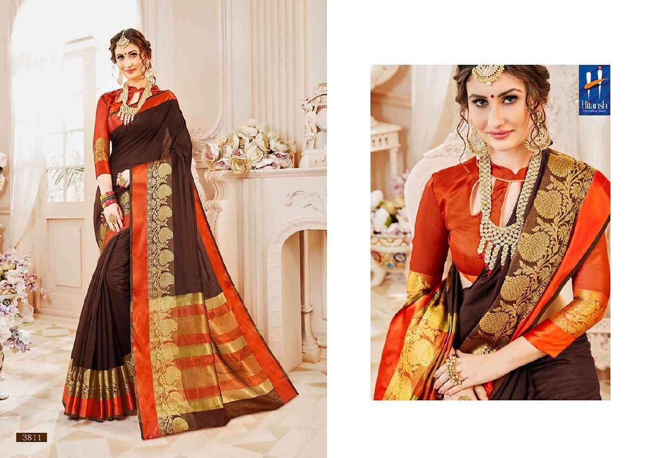 Bellizia By Hitansh 3801 To 3812 Series Designer Indian Traditional Wear Collection Beautiful Stylish Fancy Colorful Party Wear & Occasional Wear Cotton Silk Sarees At Wholesale Price