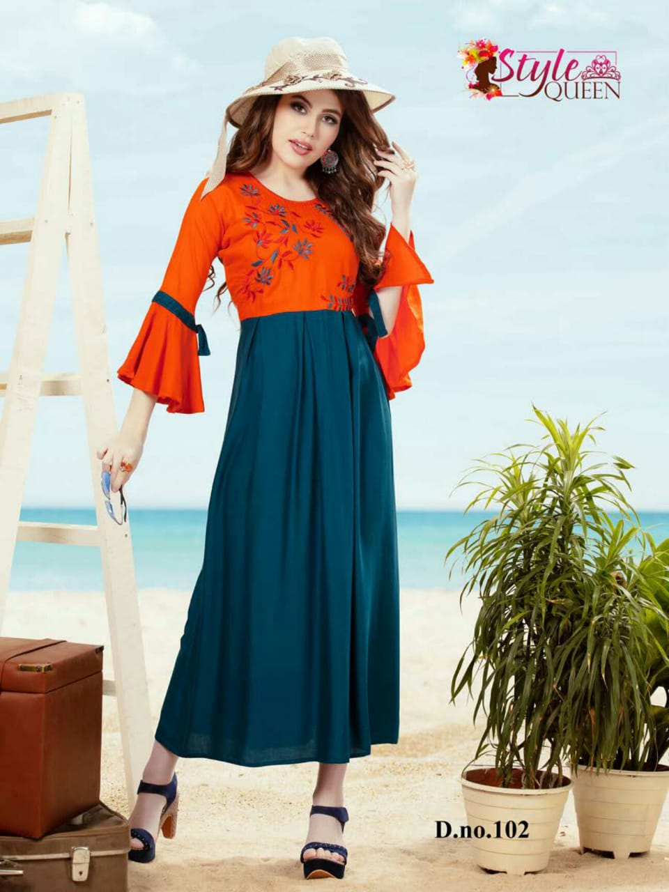Biba By Style Queen 101 To 108 Series Beautiful Stylish Colorful Fancy Party Wear & Ethnic Wear & Ready To Wear Heavy Rayon With Embroidery Kurtis At Wholesale Price