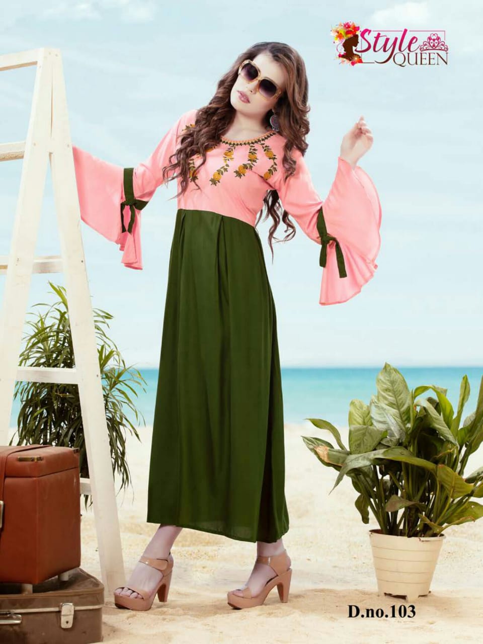 Biba By Style Queen 101 To 108 Series Beautiful Stylish Colorful Fancy Party Wear & Ethnic Wear & Ready To Wear Heavy Rayon With Embroidery Kurtis At Wholesale Price