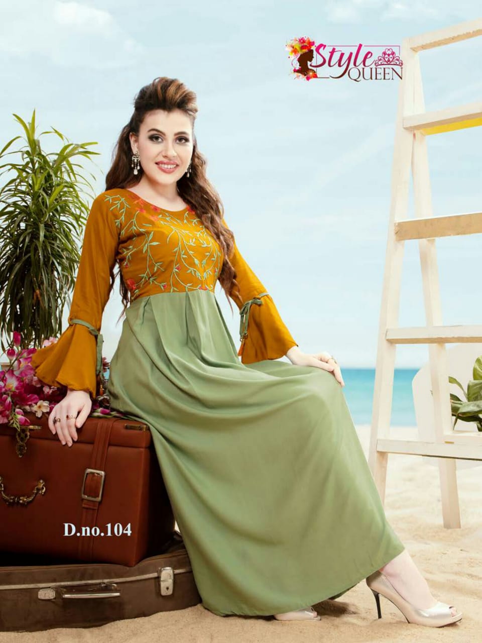 Biba By Style Queen 101 To 108 Series Beautiful Stylish Colorful Fancy Party Wear & Ethnic Wear & Ready To Wear Heavy Rayon With Embroidery Kurtis At Wholesale Price