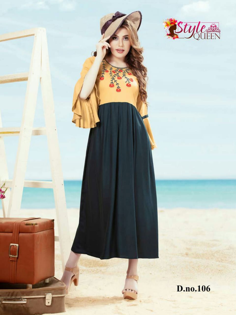 Biba By Style Queen 101 To 108 Series Beautiful Stylish Colorful Fancy Party Wear & Ethnic Wear & Ready To Wear Heavy Rayon With Embroidery Kurtis At Wholesale Price