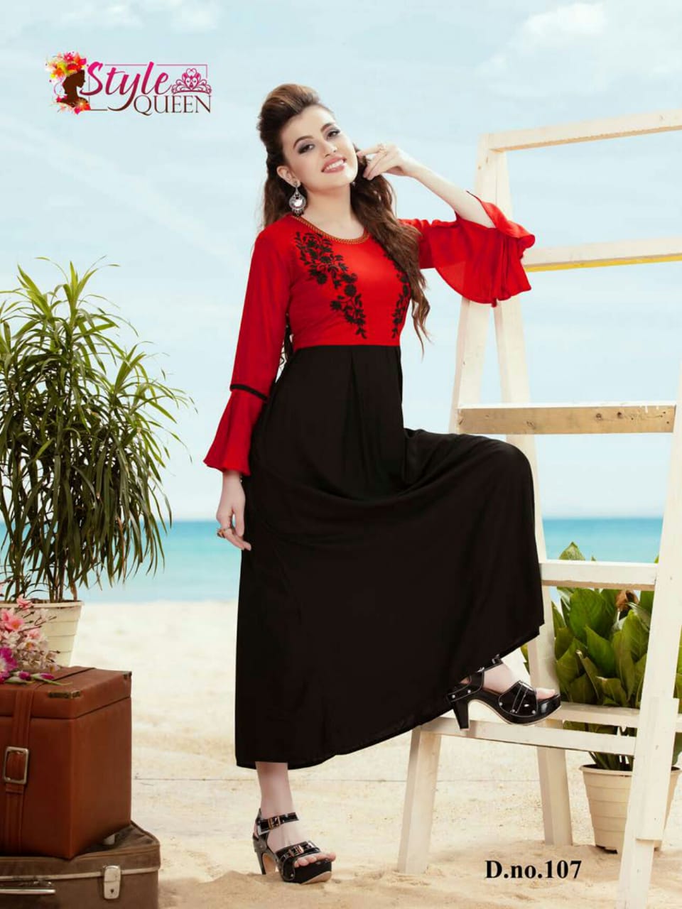 Biba By Style Queen 101 To 108 Series Beautiful Stylish Colorful Fancy Party Wear & Ethnic Wear & Ready To Wear Heavy Rayon With Embroidery Kurtis At Wholesale Price