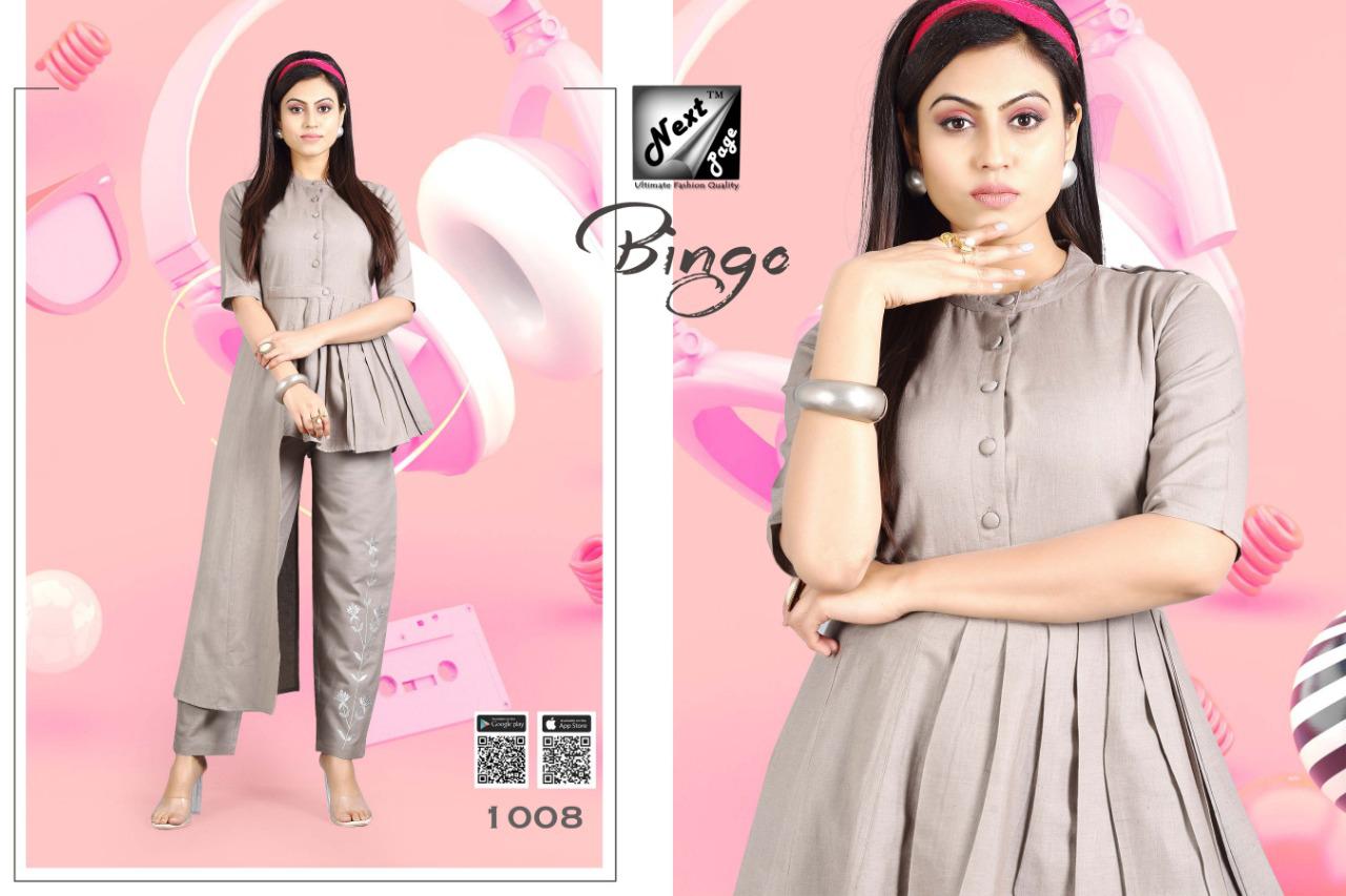 Bingo Vol-2 By Next Page 1001 To 1010 Series Beautiful Colorful Stylish Fancy Casual Wear & Ethnic Wear & Ready To Wear Heavy Cotton Kurtis With Pants At Wholesale Price