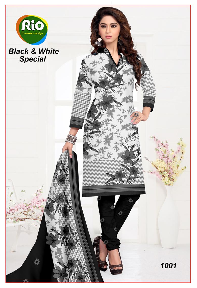 Black & White Special By Rio 1001 To 1010 Series Beautiful Suits Stylish Fancy Colorful Casual Wear & Ethnic Wear Cotton Printed Dresses At Wholesale Price