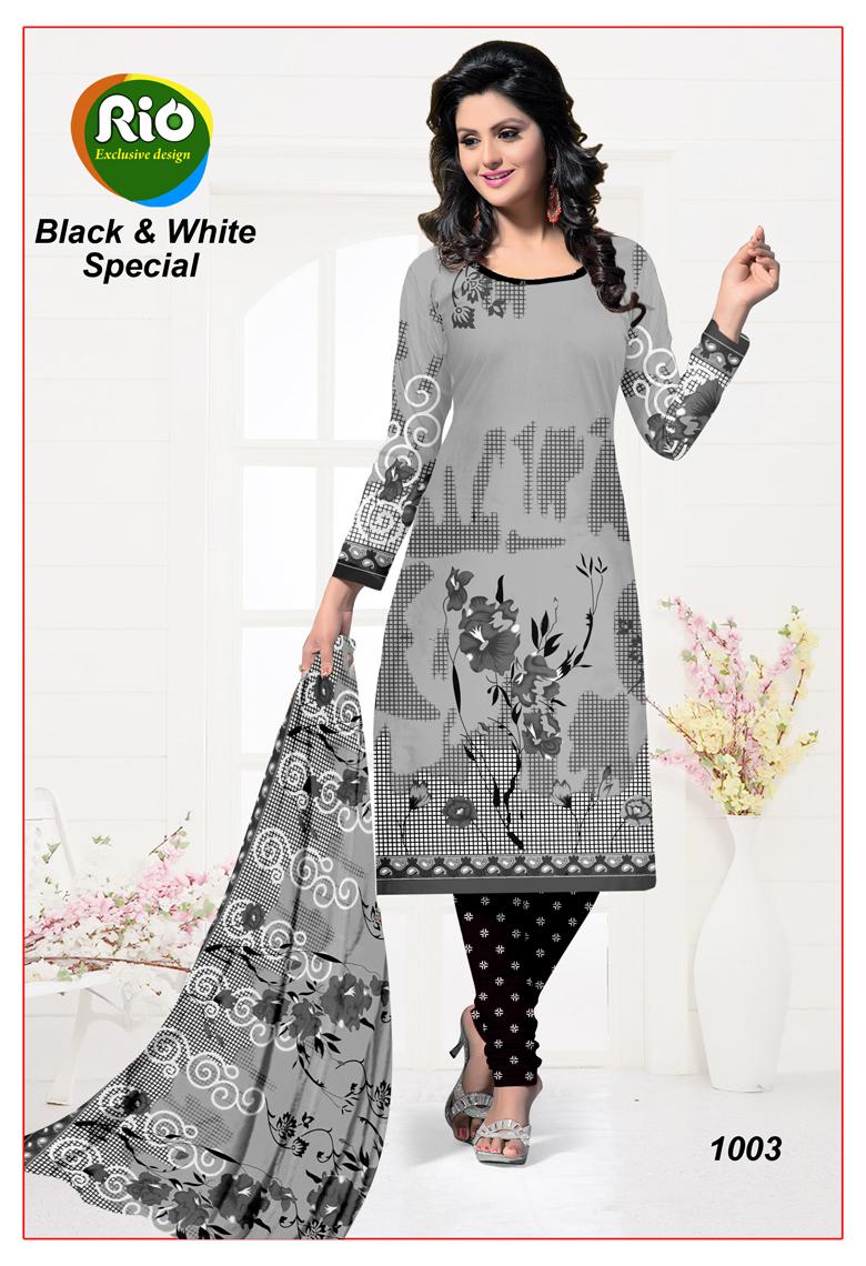Black & White Special By Rio 1001 To 1010 Series Beautiful Suits Stylish Fancy Colorful Casual Wear & Ethnic Wear Cotton Printed Dresses At Wholesale Price