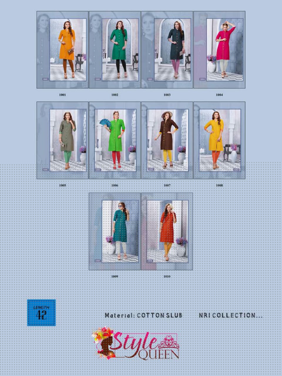 Bilinkk By Style Queen 1001 To 1010 Series Beautiful Stylish Colorful Fancy Party Wear & Ethnic Wear & Ready To Wear Heavy Cotton Slub Kurtis At Wholesale Price