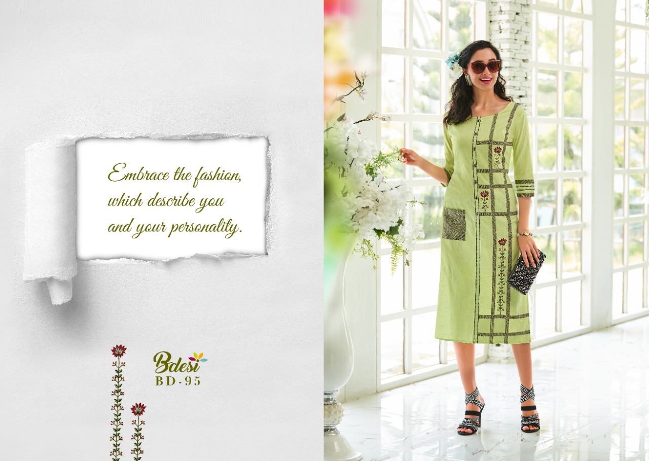 Blossom By Bdesi 95 To 102 Series Beautiful Stylish Fancy Colorful Casual Wear & Ethnic Wear Multi Fabric Embroidered Kurtis At Wholesale Price