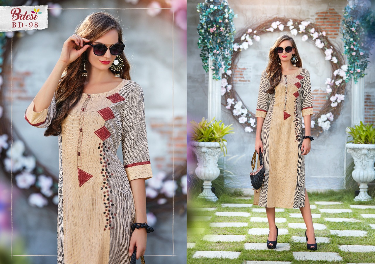 Blossom By Bdesi 95 To 102 Series Beautiful Stylish Fancy Colorful Casual Wear & Ethnic Wear Multi Fabric Embroidered Kurtis At Wholesale Price