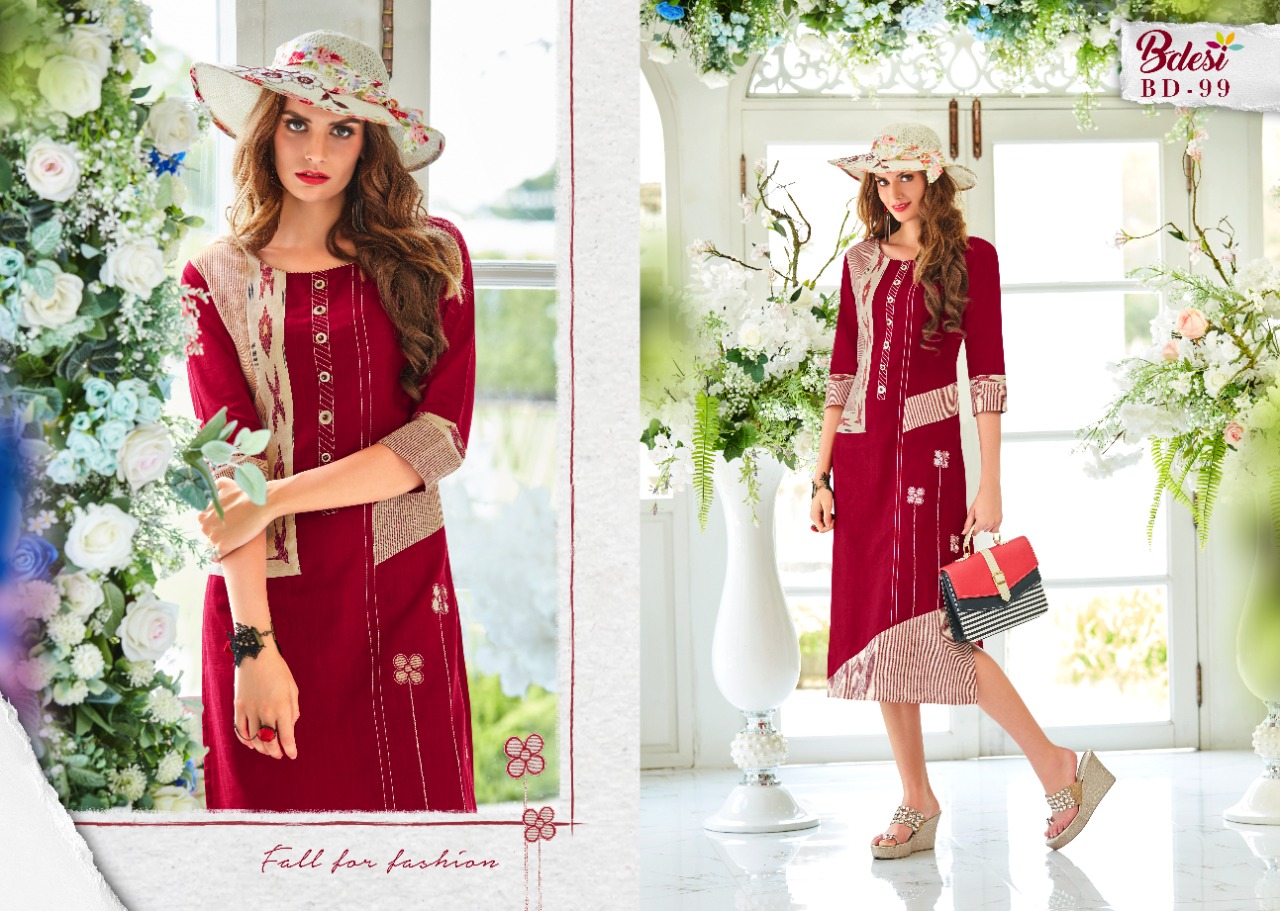 Blossom By Bdesi 95 To 102 Series Beautiful Stylish Fancy Colorful Casual Wear & Ethnic Wear Multi Fabric Embroidered Kurtis At Wholesale Price