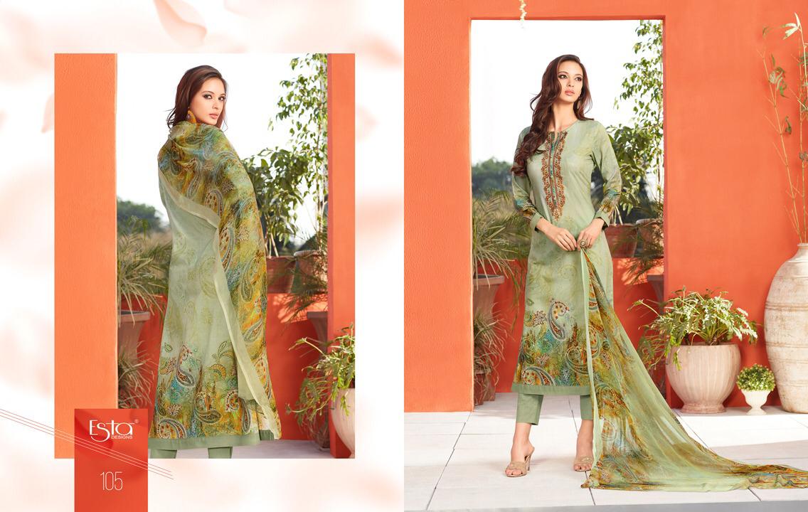 Blossom By Esta Designs 101 To 112 Series Beautiful Suits Stylish Colorful Fancy Casual Wear & Ethnic Wear Printed Cambric Cotton With Embroidery Work Dresses At Wholesale Price