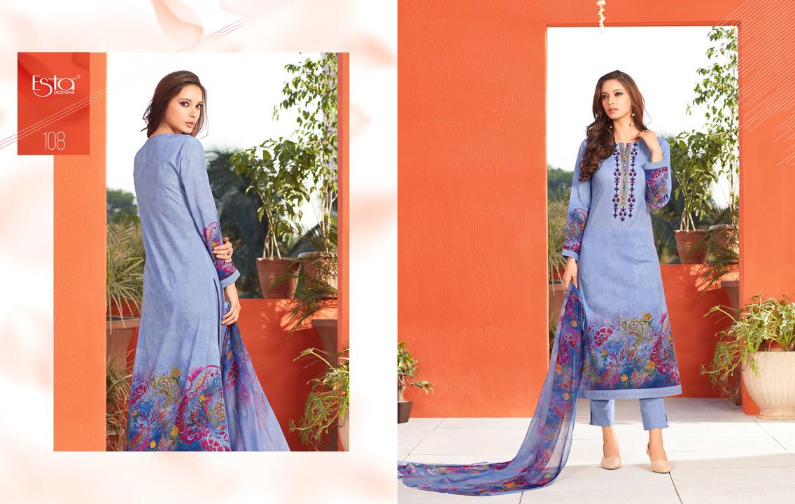 Blossom By Esta Designs 101 To 112 Series Beautiful Suits Stylish Colorful Fancy Casual Wear & Ethnic Wear Printed Cambric Cotton With Embroidery Work Dresses At Wholesale Price