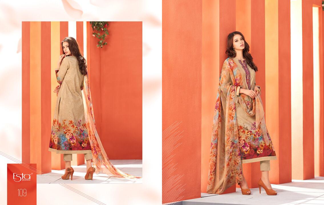 Blossom By Esta Designs 101 To 112 Series Beautiful Suits Stylish Colorful Fancy Casual Wear & Ethnic Wear Printed Cambric Cotton With Embroidery Work Dresses At Wholesale Price