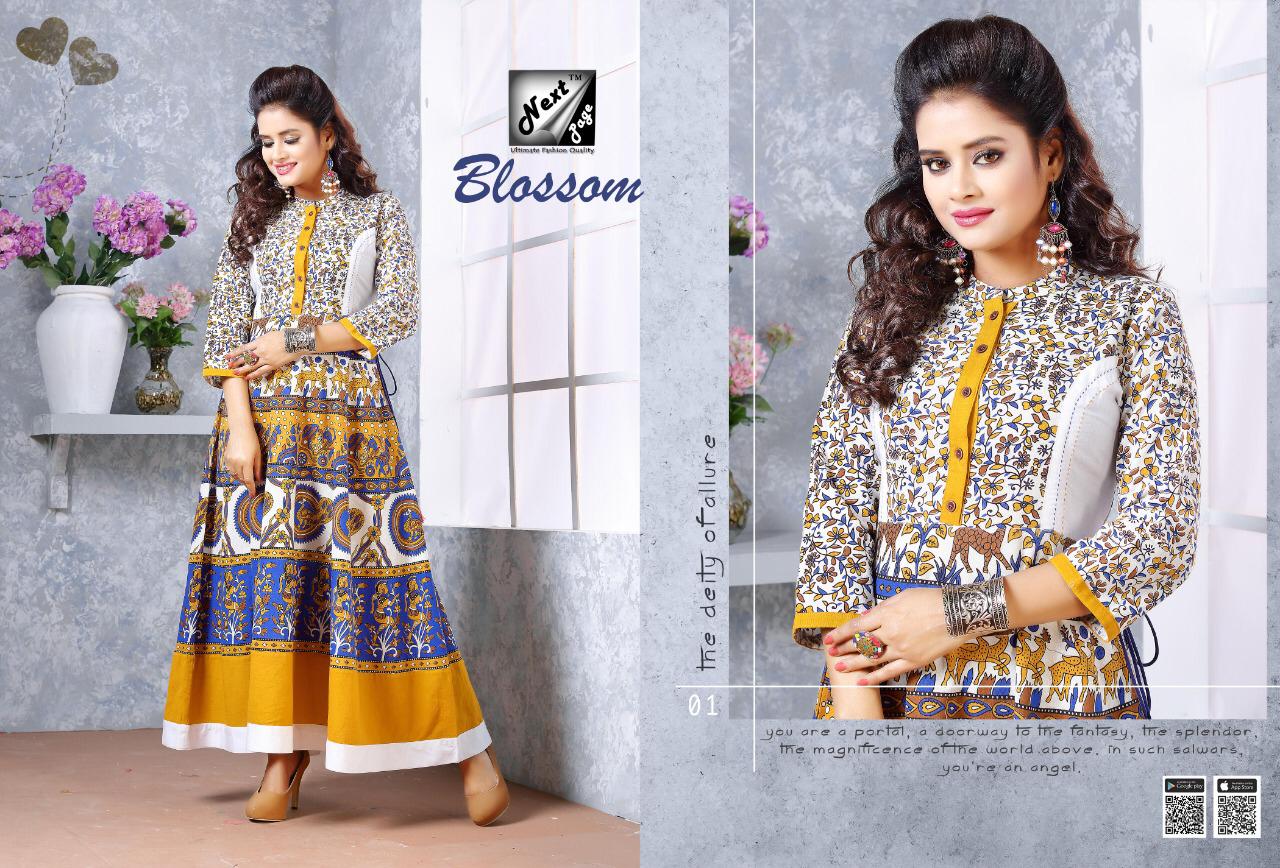 Blossom By Next Page 01 To 10 Series Beautiful Colorful Stylish Fancy Casual Wear & Ethnic Wear & Ready To Wear Heavy Rayon Cotton Mix Printed Kurtis At Wholesale Price