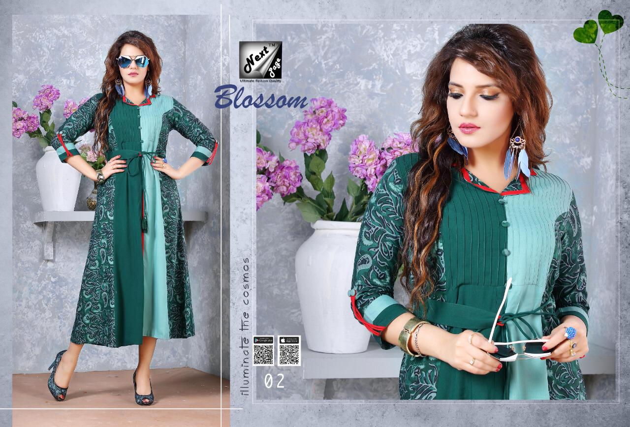 Blossom By Next Page 01 To 10 Series Beautiful Colorful Stylish Fancy Casual Wear & Ethnic Wear & Ready To Wear Heavy Rayon Cotton Mix Printed Kurtis At Wholesale Price