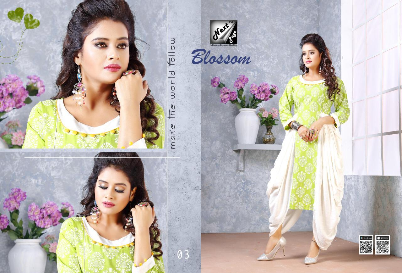 Blossom By Next Page 01 To 10 Series Beautiful Colorful Stylish Fancy Casual Wear & Ethnic Wear & Ready To Wear Heavy Rayon Cotton Mix Printed Kurtis At Wholesale Price