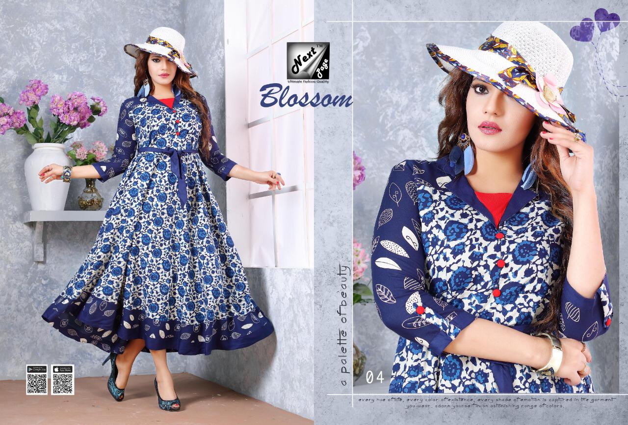 Blossom By Next Page 01 To 10 Series Beautiful Colorful Stylish Fancy Casual Wear & Ethnic Wear & Ready To Wear Heavy Rayon Cotton Mix Printed Kurtis At Wholesale Price