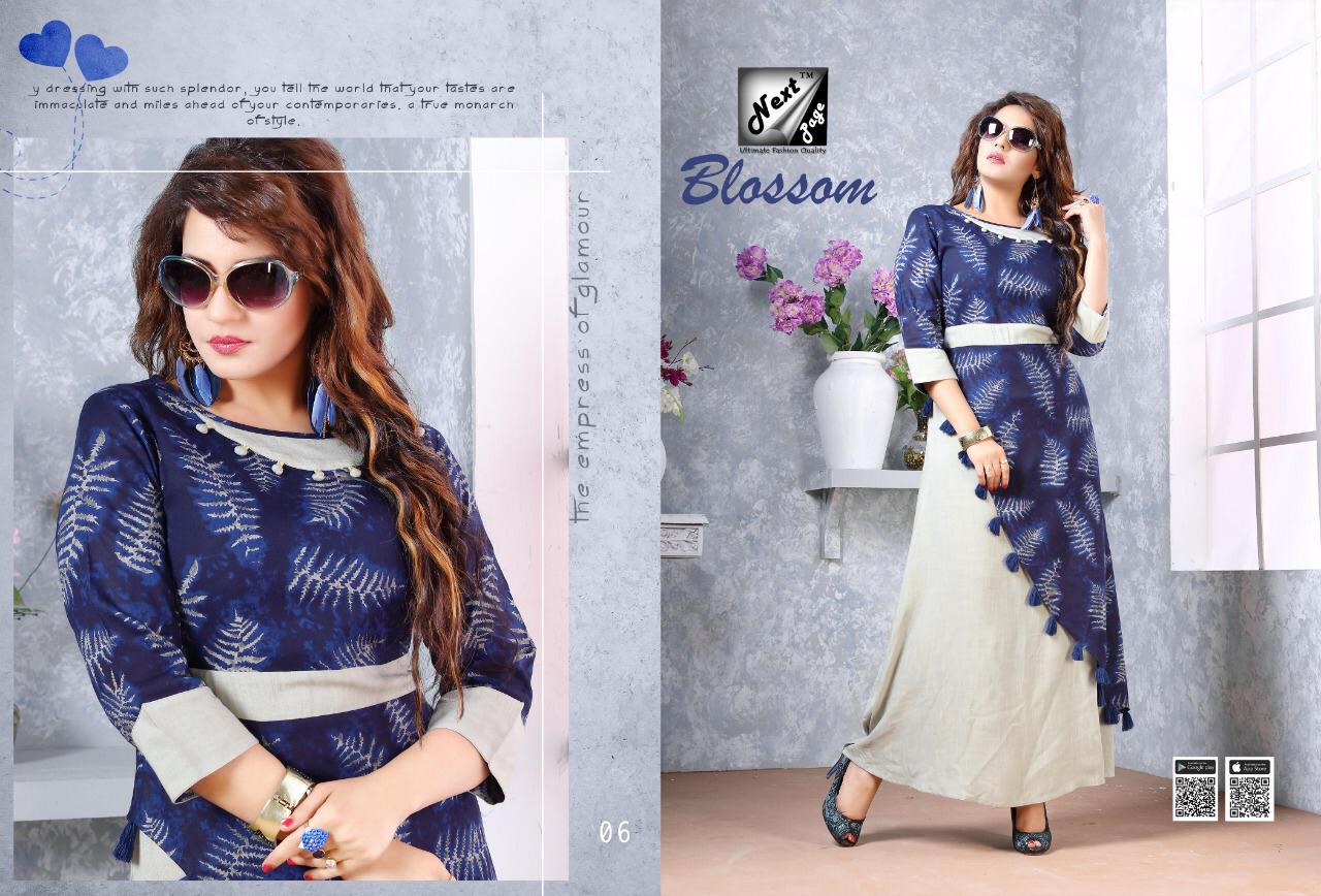 Blossom By Next Page 01 To 10 Series Beautiful Colorful Stylish Fancy Casual Wear & Ethnic Wear & Ready To Wear Heavy Rayon Cotton Mix Printed Kurtis At Wholesale Price