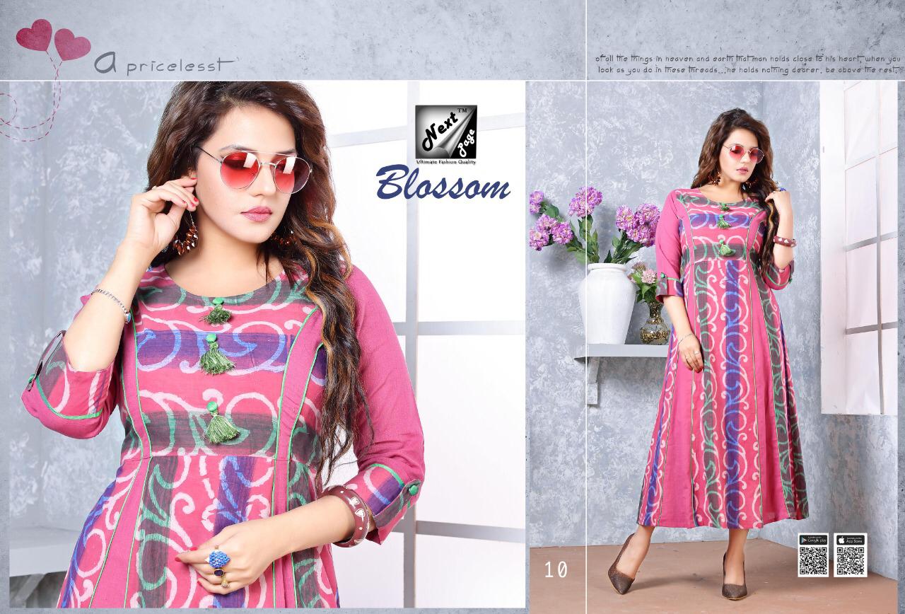 Blossom By Next Page 01 To 10 Series Beautiful Colorful Stylish Fancy Casual Wear & Ethnic Wear & Ready To Wear Heavy Rayon Cotton Mix Printed Kurtis At Wholesale Price