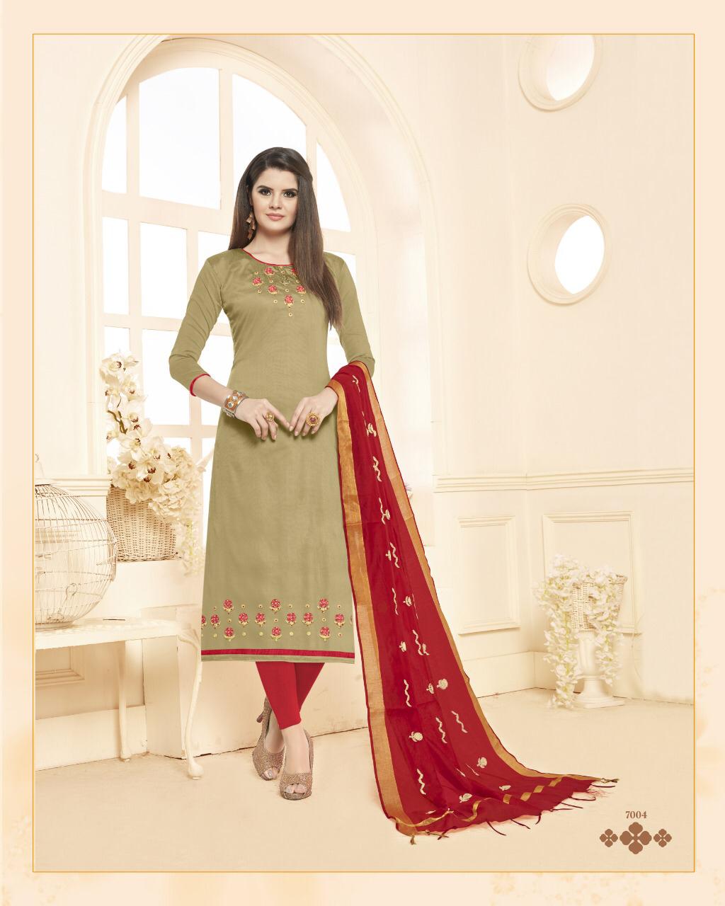 Blossom By One Choice 7001 To 7012 Series Beautiful Stylish Colorful Fancy Party Wear & Ethnic Wear Long Slub Cotton Dresses At Wholesale Price