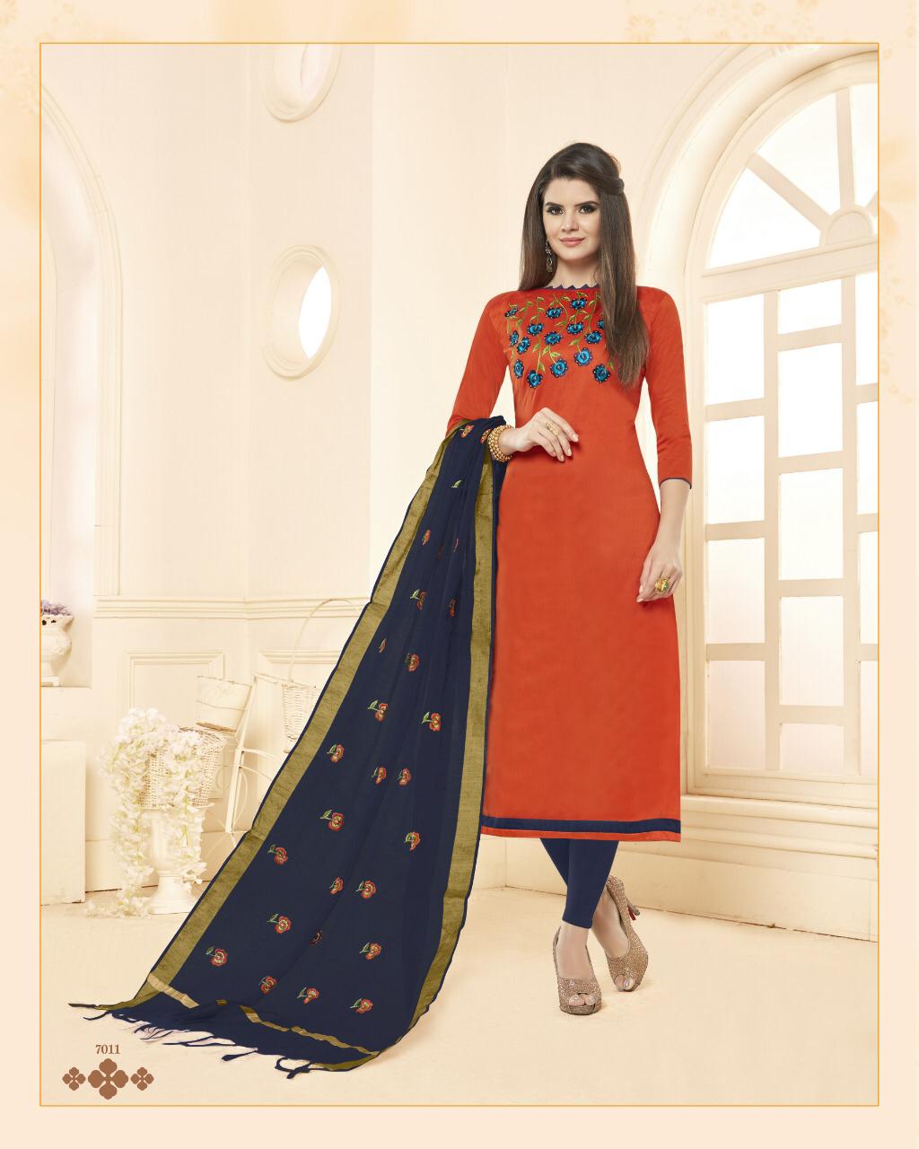 Blossom By One Choice 7001 To 7012 Series Beautiful Stylish Colorful Fancy Party Wear & Ethnic Wear Long Slub Cotton Dresses At Wholesale Price