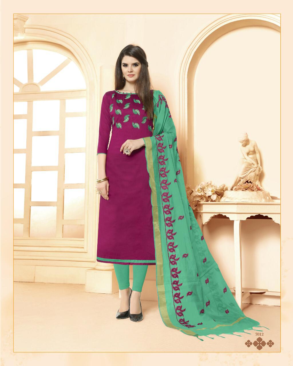 Blossom By One Choice 7001 To 7012 Series Beautiful Stylish Colorful Fancy Party Wear & Ethnic Wear Long Slub Cotton Dresses At Wholesale Price